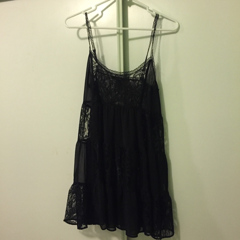 cute & flirty black lace babydoll slip dress